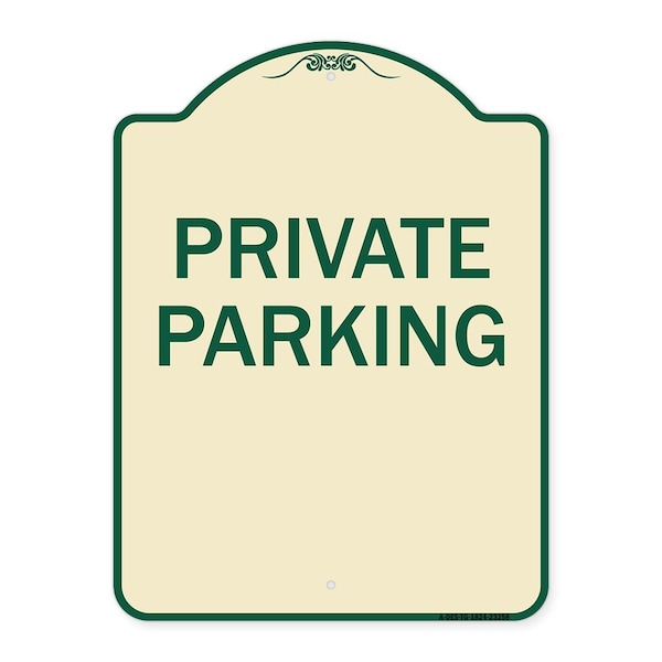 Signmission Designer Series Private Parking, Tan & Green Heavy-Gauge Aluminum Sign, 24" x 18", TG-1824-23258 A-DES-TG-1824-23258 - main